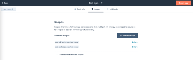 Private App scopes